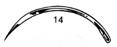Suture Needles, 3/8 Circle Cutting Edge, # 14, 12/Pk, MS140-14
