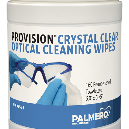 ProVision Crystal Clear Optical Cleaning Wipes, 6" x 6.75", 160 Wipes/Pk, 3534