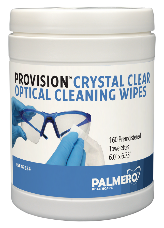 ProVision Crystal Clear Optical Cleaning Wipes, 6" x 6.75", 160 Wipes/Pk, 3534
