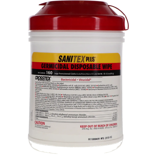 Sani-Cloth Plus Large Wipes 6"X6.75 160/Pk (1 Can)