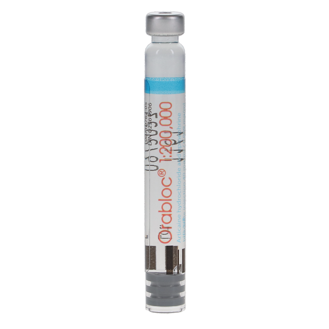 Orabloc Articaine HCl 4%, with Epinephrine, 1:200,000, 1.7 ml, Blue, 50/Pk, 2101052