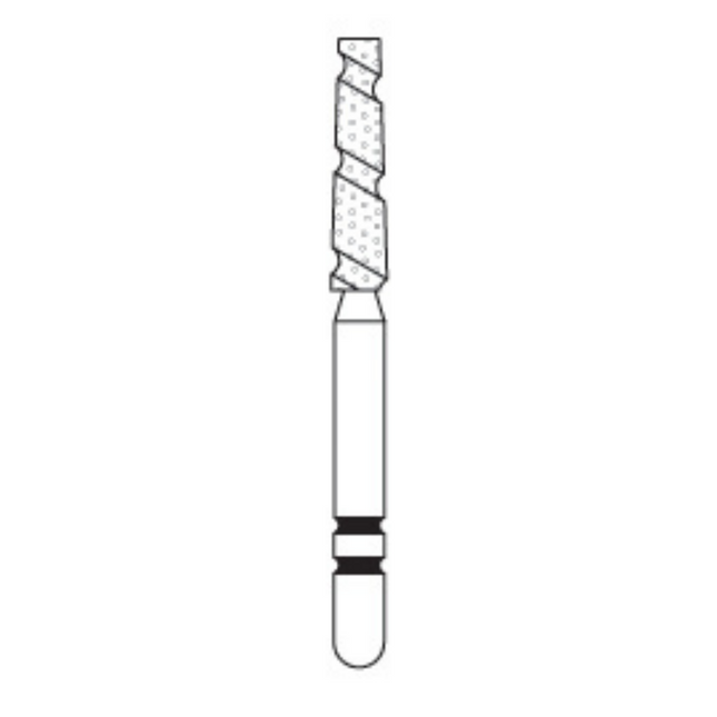 Two Striper TS2000 Spiral Cut Diamond Burs, FG, Flat-End Taper, 2002.8, 1.8 mm, Coarse, Green, 5/Pk, 2000028