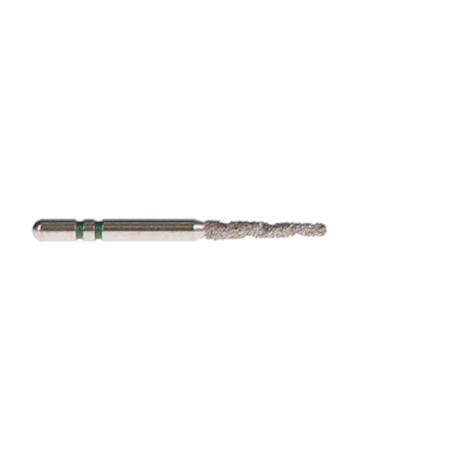 Two Striper TS2000 Spiral Cut Diamond Burs, FG, Round-End Taper, 2003.8, 1.4 mm, Coarse, Green, 5/Pk, 2000038