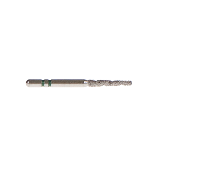 Two Striper TS2000 Spiral Cut Diamond Burs, FG, Round-End Taper, 2003.8, 1.4 mm, Coarse, Green, 5/Pk, 2000038