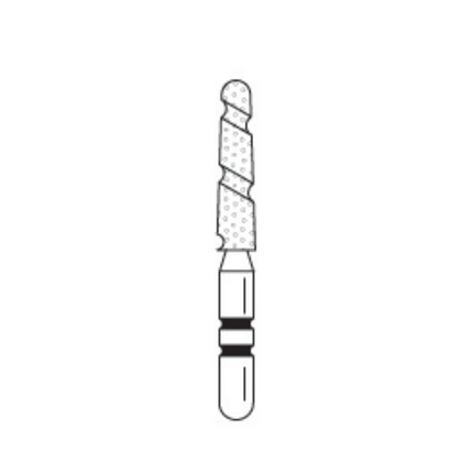 Two Striper TS2000 Spiral Cut Diamond Burs, FGSS, Short Cut, Round-End Taper, 2005.8 S, 1.8 mm, Coarse, Green, 5/Pk, 2000142