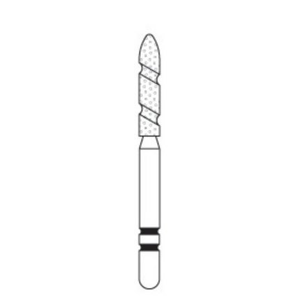 Two Striper TS2000 Spiral Cut Diamond Burs, FG, Flame, 2010.8, 1.6 mm, Coarse, Green, 5/Pk, 2000108