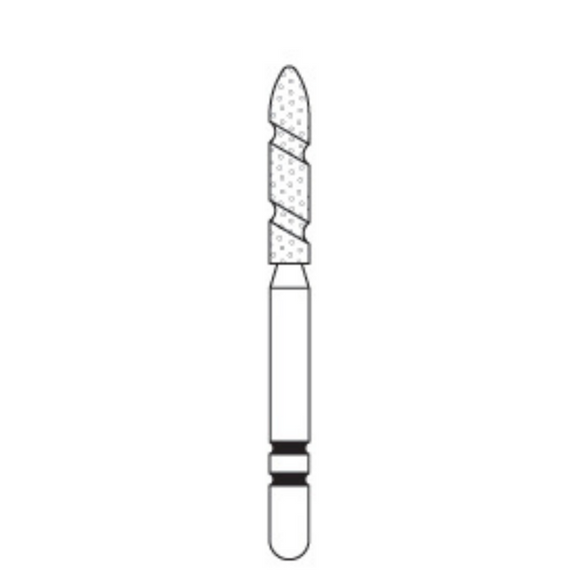 Two Striper TS2000 Spiral Cut Diamond Burs, FG, Flame, 2010.8, 1.6 mm, Coarse, Green, 5/Pk, 2000108