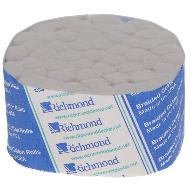 Braided Cotton Rolls, Sterile, Medium, 3/8" x 1 1/2", 2000/Pk, 200206