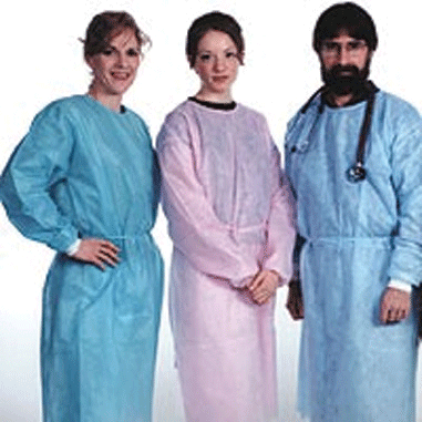 Isolation Gowns with Elastic Cuffs, Blue, 50/Pk, 3230B