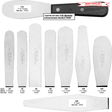 Spatula, Stainless Steel, Extra Stiff Blade, # 16R, 3-1/2", 1/Pk