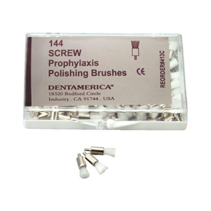 Screw Prophy Brushes, Flat, White, 144/Pk, 416