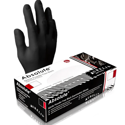 Aurelia Absolute Black Nitrile Gloves Large 200/Box