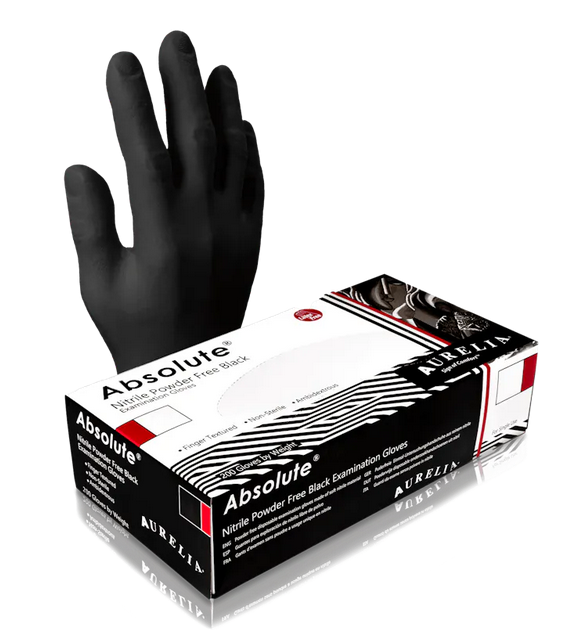 Aurelia Absolute Black Nitrile Gloves Large 200/Box