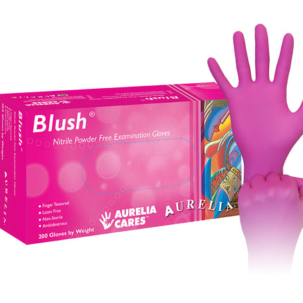 Aurelia Blush Nitrile Examination Gloves, Powder-Free, Non-Sterile, Large, Blush Pink, 200/Box