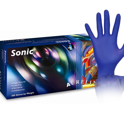 Aurelia Sonic Nitrile Gloves, Powder-Free, X-Small, Indigo Blue, 300/Box, 93775