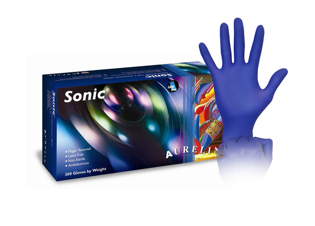 Aurelia Sonic Nitrile Gloves, Powder-Free, Small, Indigo Blue, 300/Box, 93776