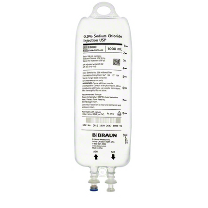 B. Braun Sodium Chloride Injections 0.9% 1000mL bag  #E8000