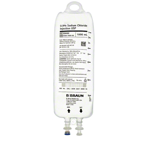 B. Braun Sodium Chloride Injections 0.9% 1000mL bag  #E8000