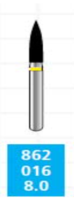 Alpen x1 Single-Use Diamond Burs, FG, Flame, # 862, 1.6 mm, Extra Fine, Yellow, 25/Pk, X862EF016