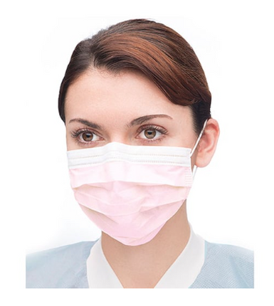 Procedural Earloop Mask - LIGHT PINK, High Filtration 98% at 0.1 micron, Fluid, 5130E-LP