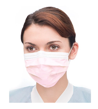 Procedural Earloop Mask - LIGHT PINK, High Filtration 98% at 0.1 micron, Fluid, 5130E-LP