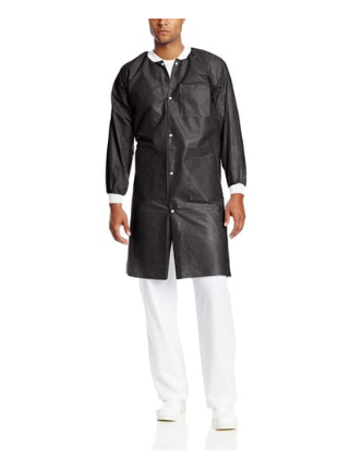 Extra-Safe Lab Coats - Black 2X-Large 10/Pk. Knee-Length, Soft 3-layer SMS