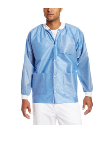 Easy-Breathe Jackets - Medical Blue, Large 10/Pk. Light-Weight, Made of 3-Layer